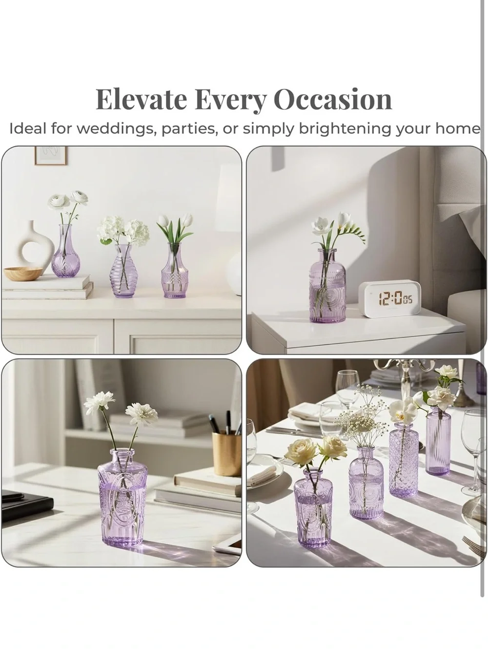 24-Piece Purple Glass Bud Vase Set - Home Accents